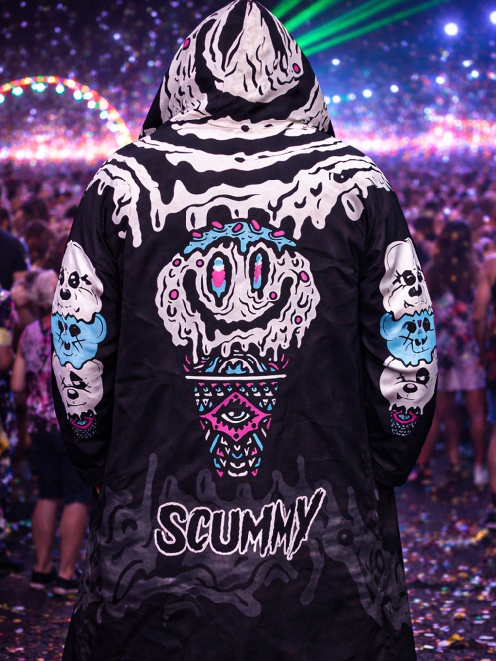 Scummy Bears Rave Cloak Hoodie 3X EDM Festival Cyberpunk Streetwear Graphic A9